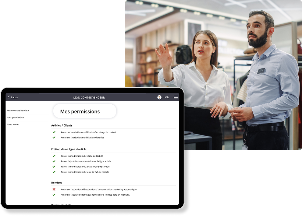 Logiciel d'encaissement avec accès personnalisé