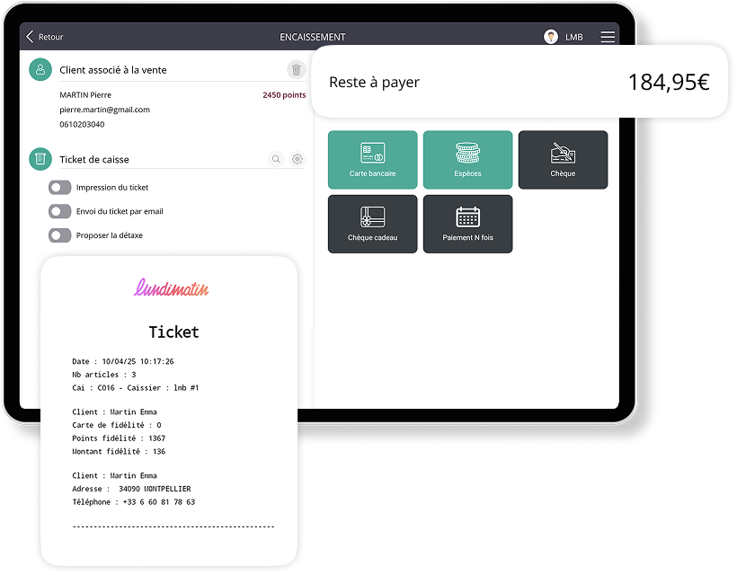 Logiciel d'encaissement intuitif RoverCash